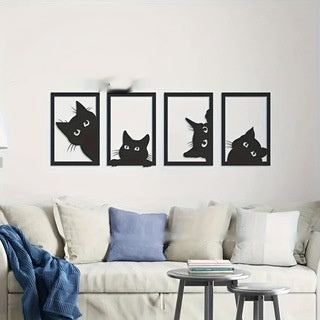 Black Cat Metal Wall Art Home Decoration