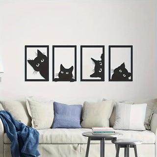Black Cat Metal Wall Art Home Decoration
